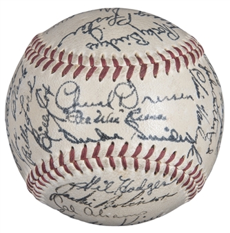 1952 National League Champion Brooklyn Dodgers Team Signed ONL Giles Baseball With 28 Signatures Including Robinson, Campanella & Snider (JSA)